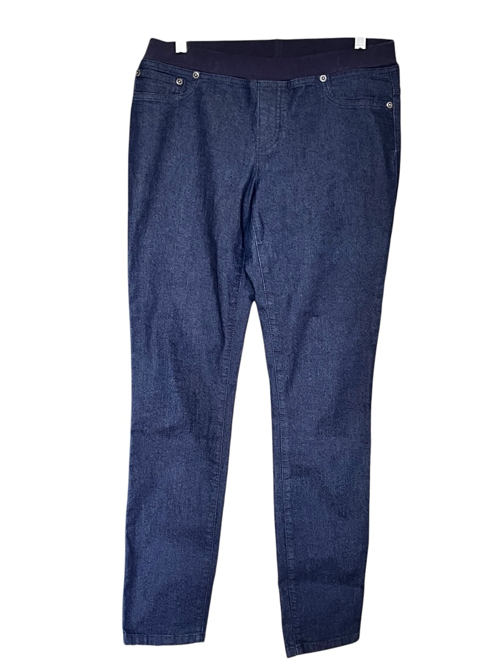 Chico’s Platinum Pull On Stretch Dark Blue Denim Jeans size 0 sz 4
